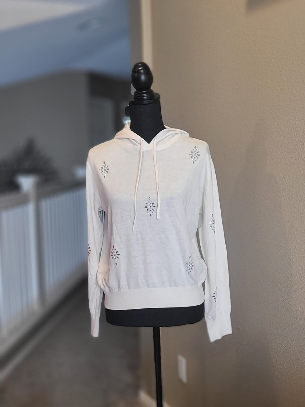 Victoria's Secret White Hooded Soft Sweater with Sequins